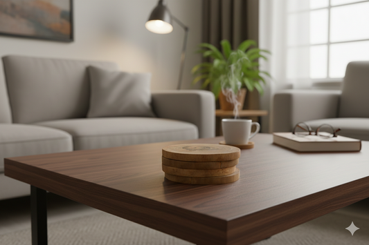 El İşçiliği Doğal Ceviz Bardak Altlığı Seti