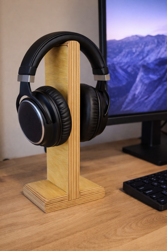 El Yapımı Ahşap Kulaklık Standı