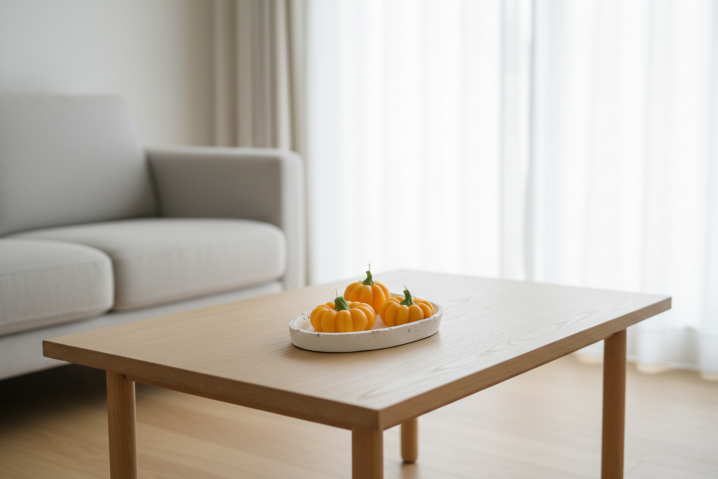 3’lü Balkabağı Mum ve Sunum Tabağı