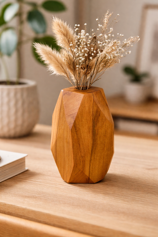 El İşçiliği Kübik Ahşap Vazo