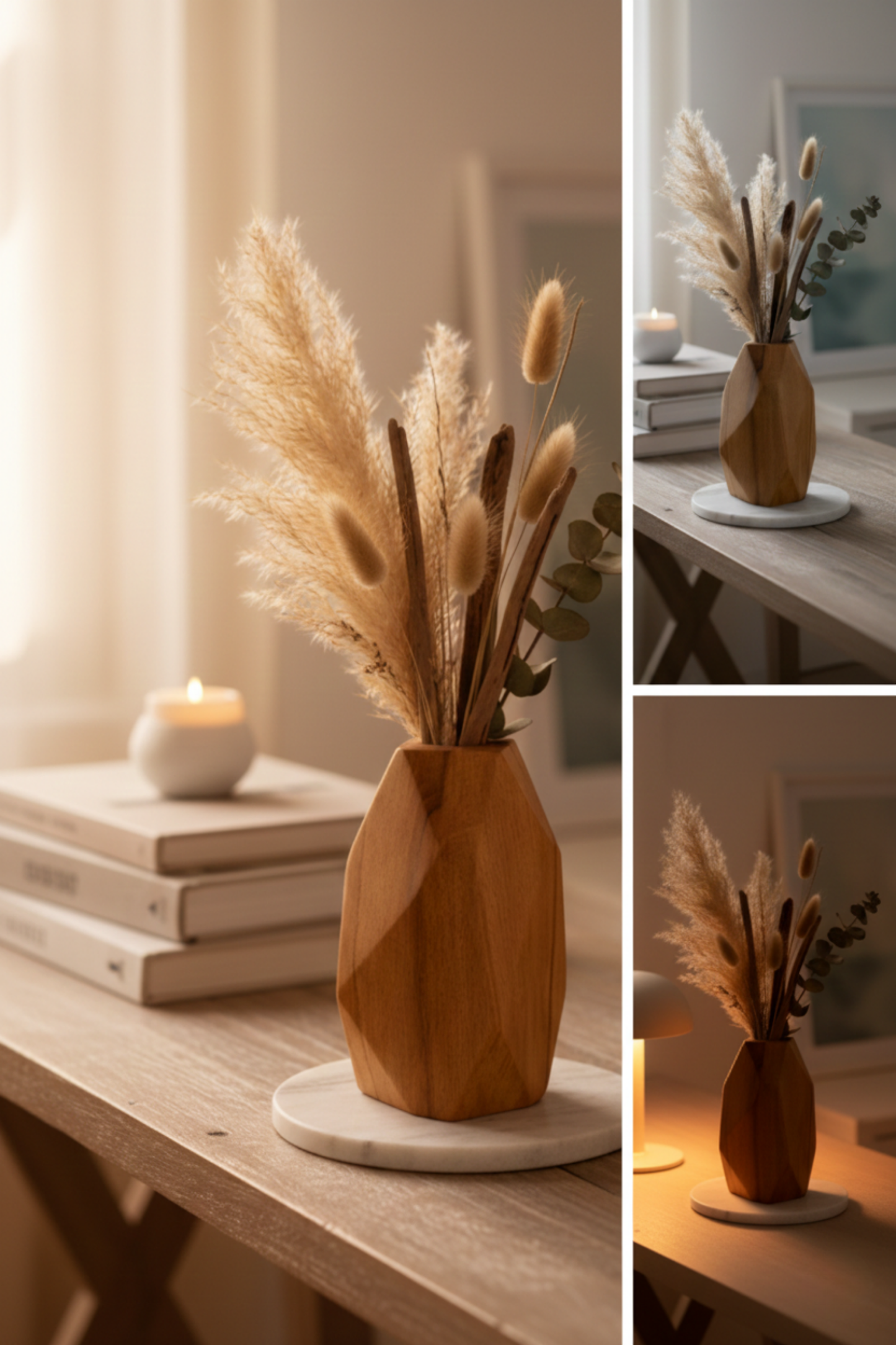 El İşçiliği Kübik Ahşap Vazo