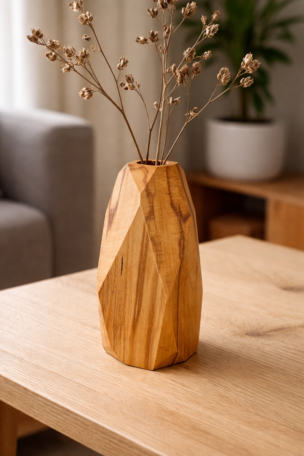 El İşçiliği Masif Ahşap "Cubic" Vazo