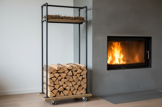 Urban Stil Tekerlekli Ahşap & Metal Yakacak Odun Standı