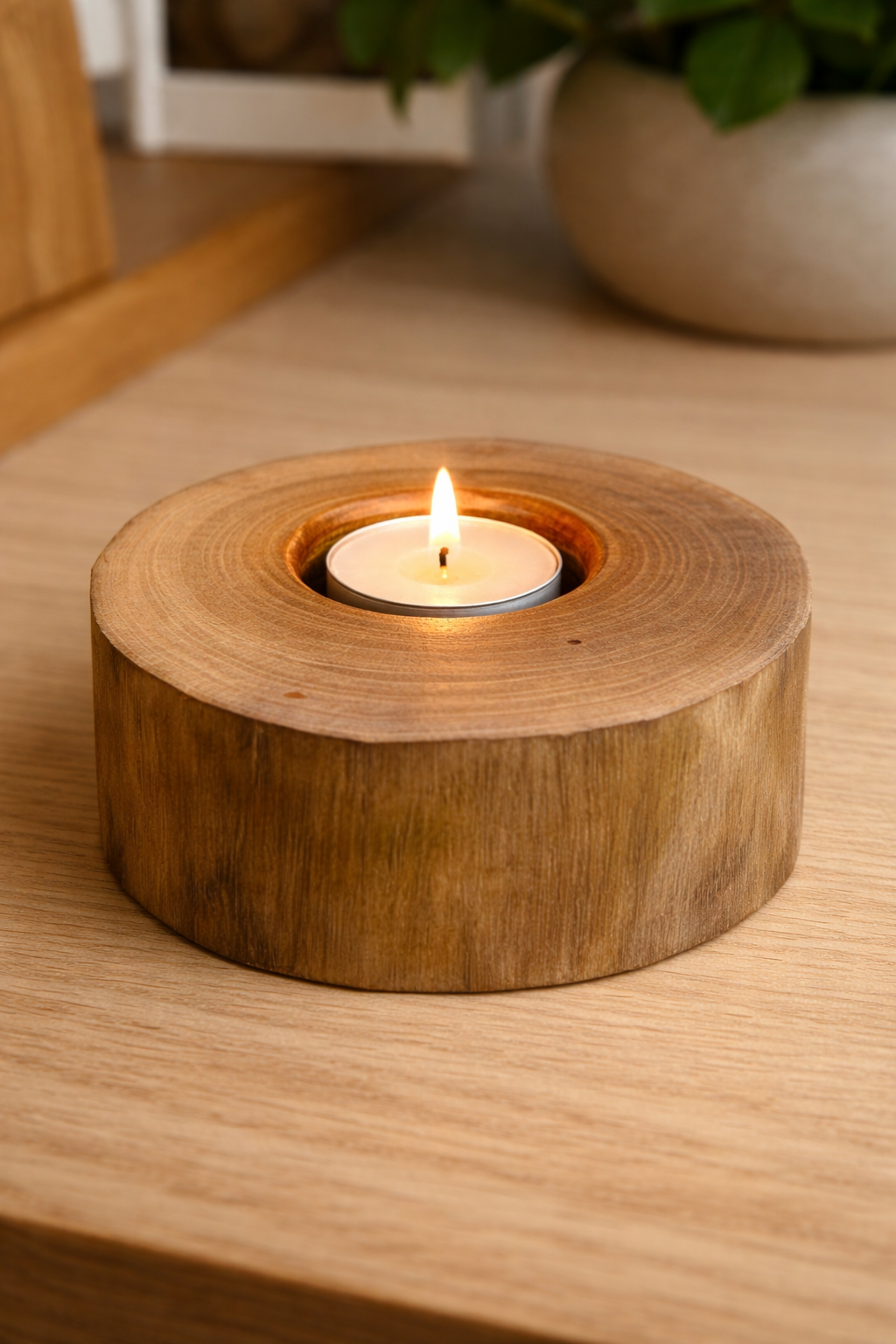 El İşçiliği Ceviz Tea Light Mumluk