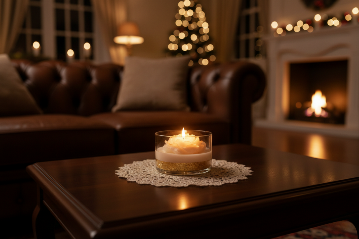 Işıltılı Amber Serisi – Altın Yaldızlı Tasarım Mum