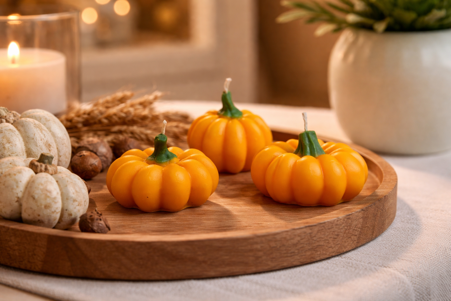 3’lü Mini Balkabağı Mum Seti