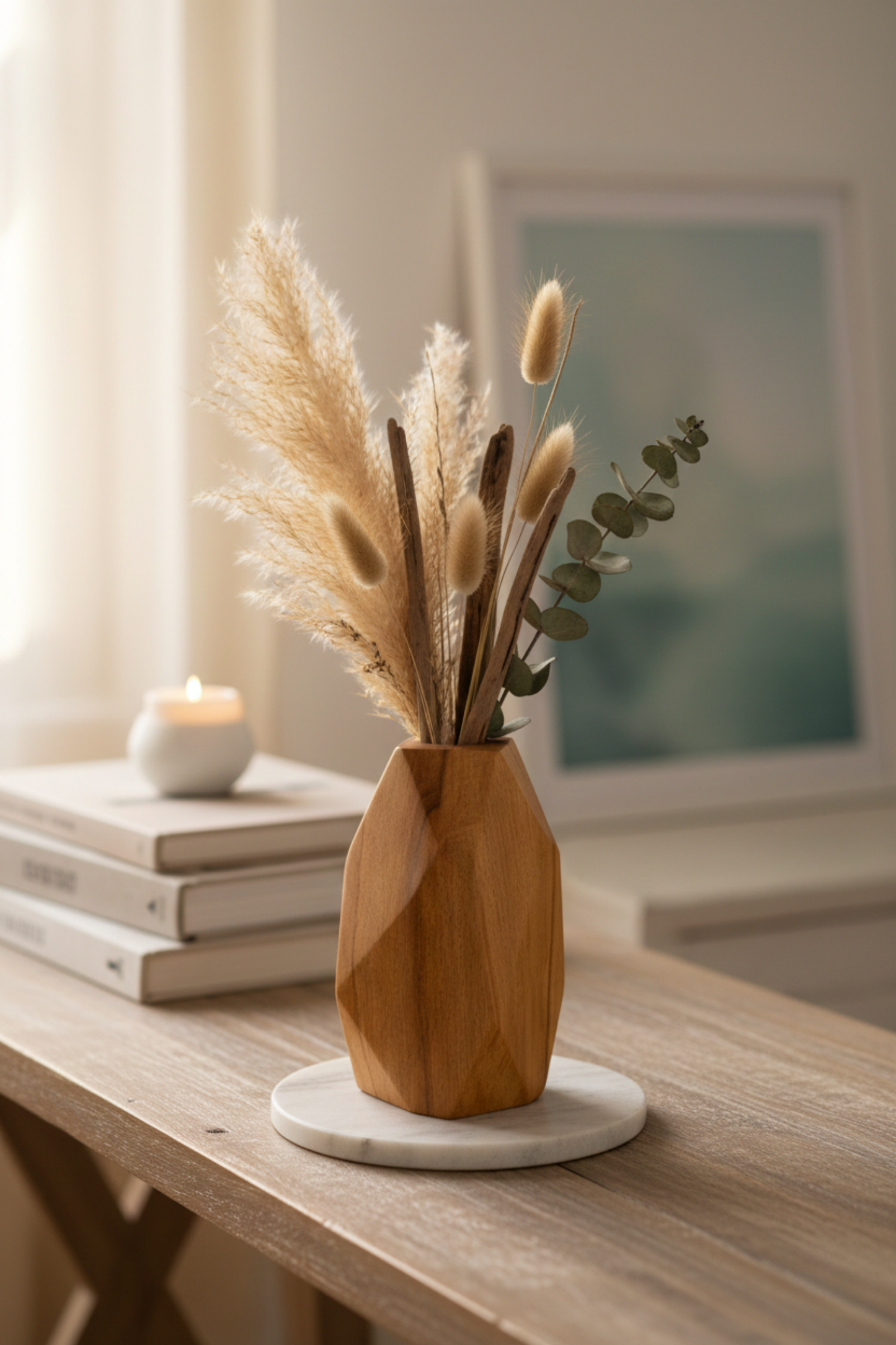 El İşçiliği Kübik Ahşap Vazo