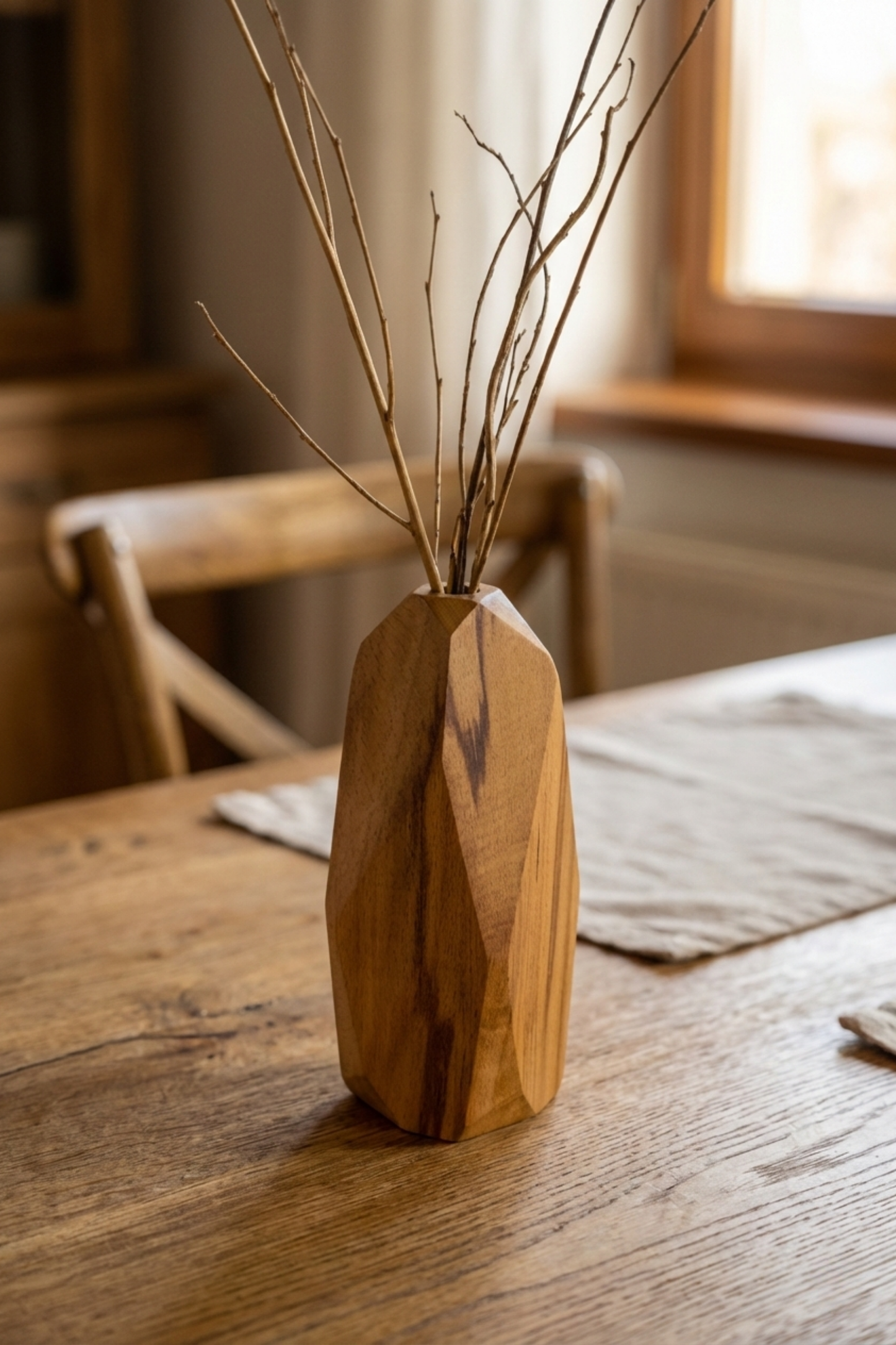 El İşçiliği Masif Ahşap "Cubic" Vazo