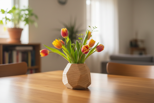 Masif Ahşap Kübik Mini Vazo