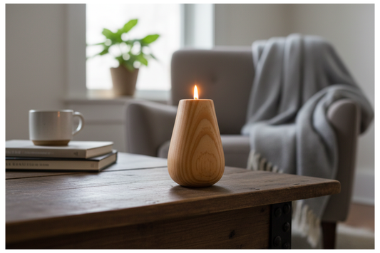 Vazo / Tea Light / Tütsülük Üçlü Set - Masif ağaç