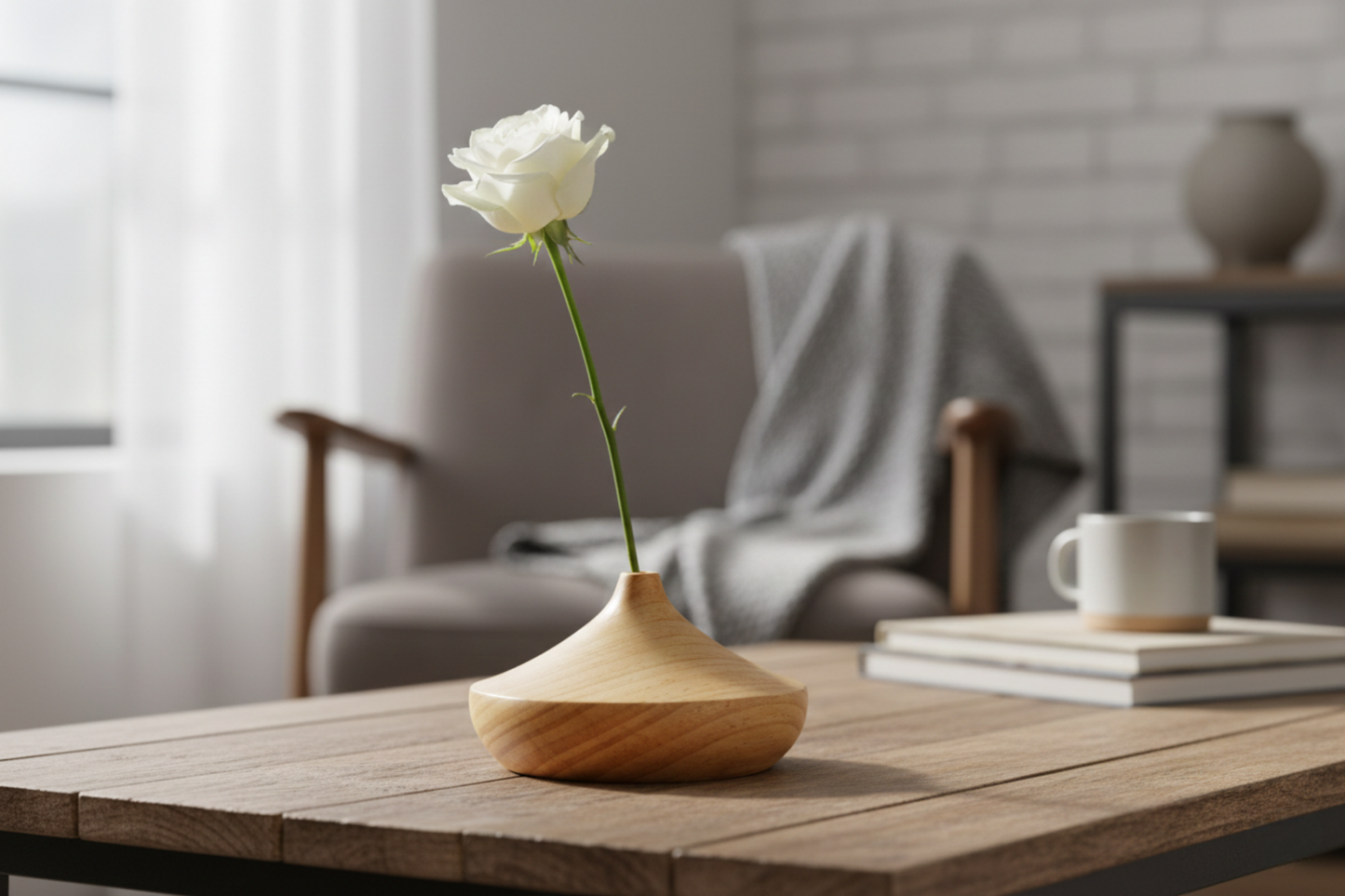 Vazo / Tea Light / Tütsülük Üçlü Set - Masif ağaç